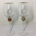 Ensemble de verres à vin en or diamant en or